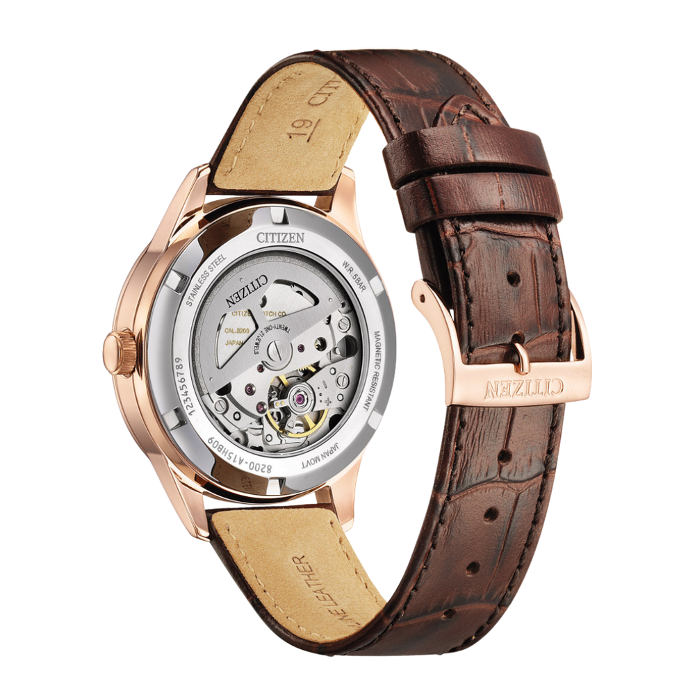 Citizen NY4062-04X day-date display 21 jewels automatic movement leather strap