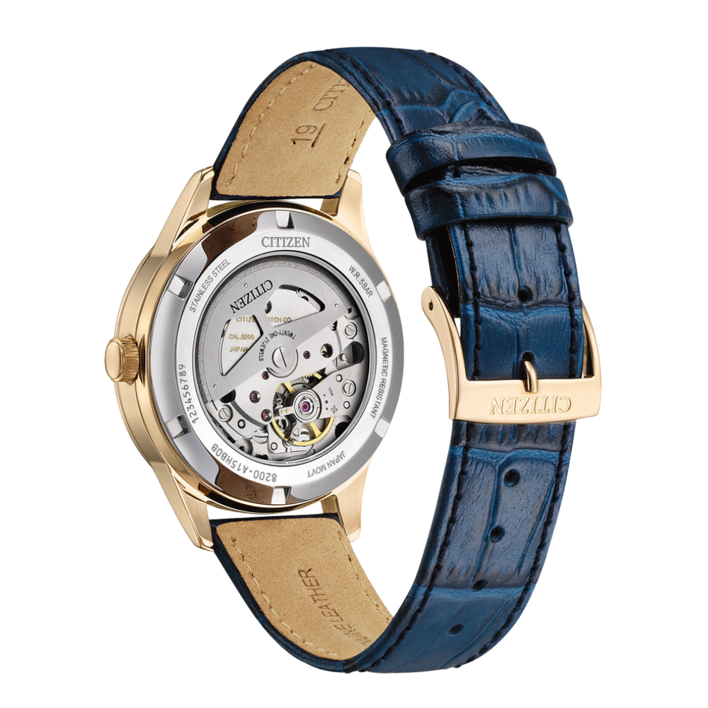 Citizen NY4063-01L day-date display 21 jewels automatic movement leather strap