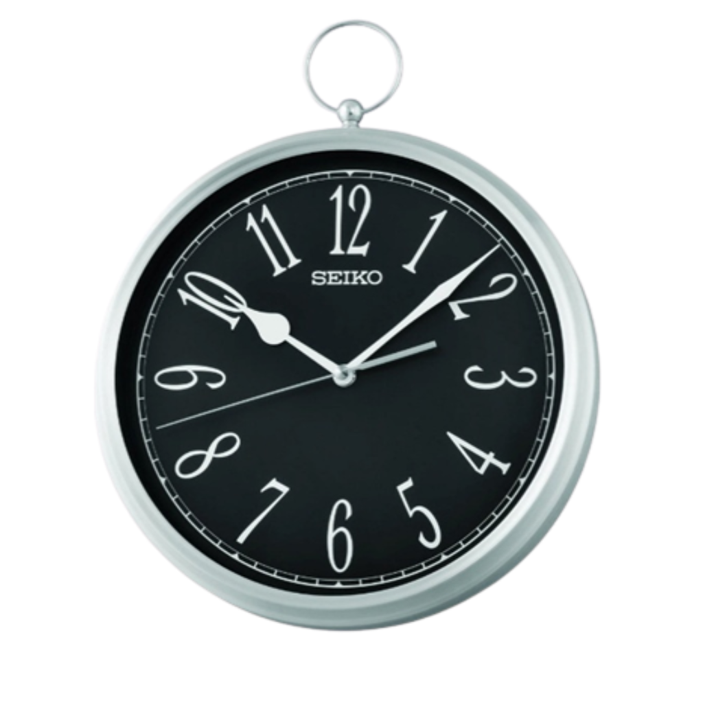 SEIKO westminster Wellington 掛時計 黒 Seiko QXA850A Silver Pocket Watch Style Wall Clock | Quiet Sweep