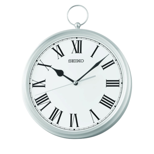 Seiko QXA850S Silver Pocket Watch Style Wall Clock | Roman