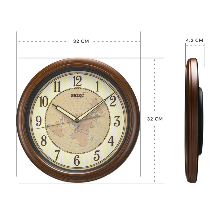 SEIKO WORLD MAP WALL CLOCK QXA825B