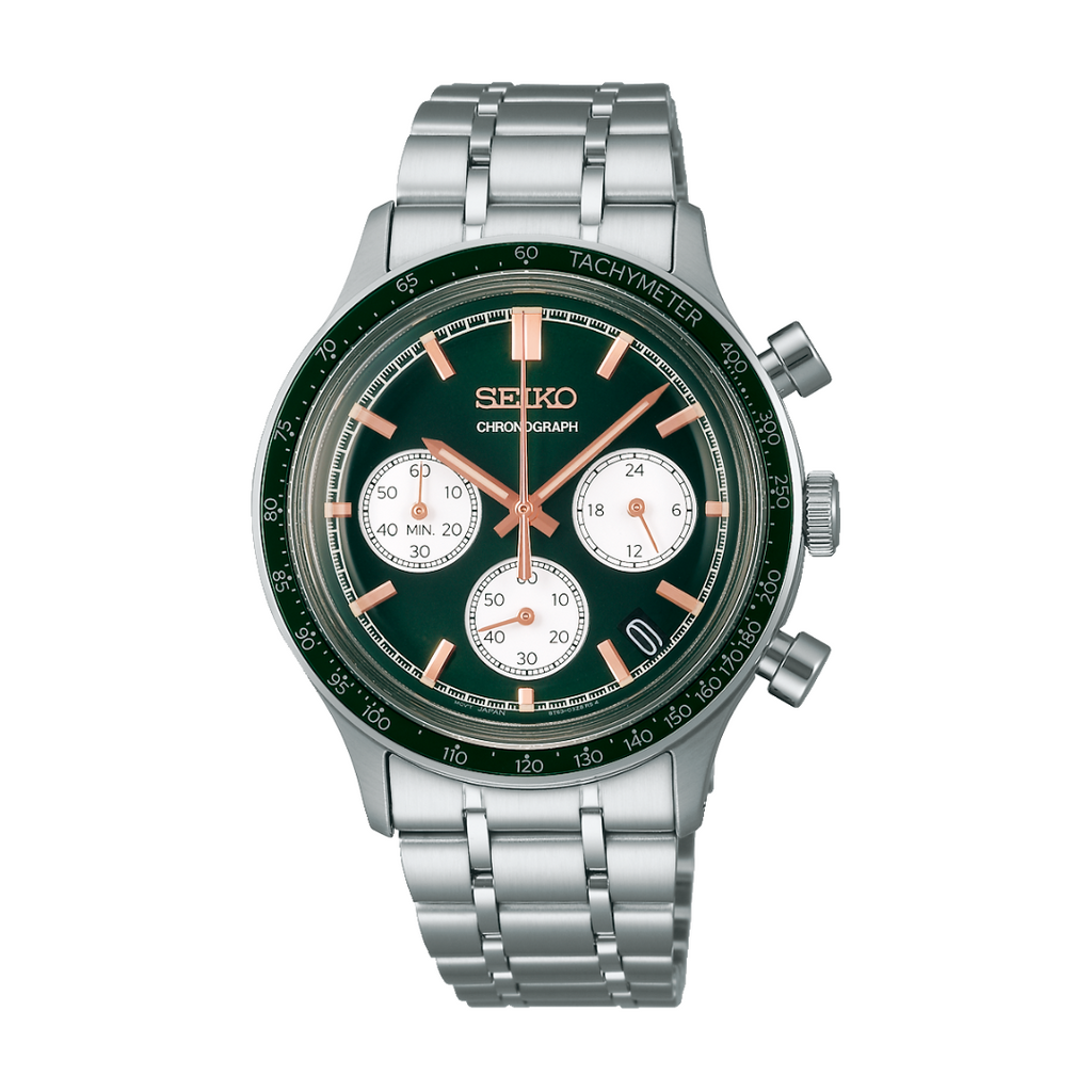 Seiko SSB481P1 Quartz Chronograph Men's Watch | Green Rose Gold
