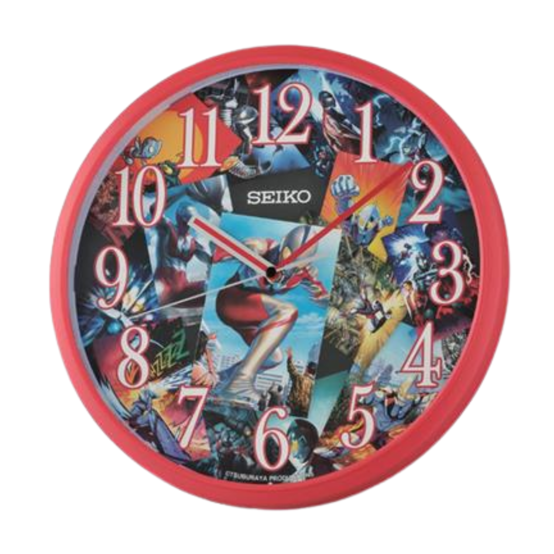 Seiko wall clock with colorful design on a white background