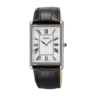Seiko SWR103P1 Conceptual quartz watch white Roman dial 27.2mm black leather strap
