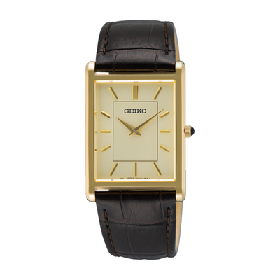 Seiko SWR106P1 Classic quartz ultra-slim 6.4mm 27.2mm black leather strap