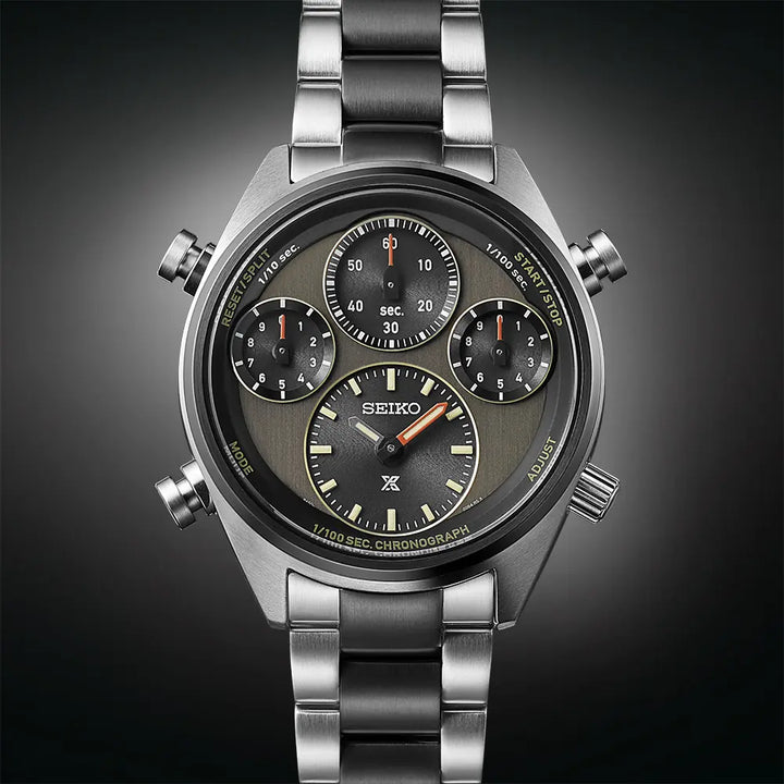 SEIKO PROSPEX SFJ005P1 LIMITED EDITION ONE HUNDREDTH OF A SECOND SPEEDTIMER SOLAR CHRONOGRAPH MEN WATCH