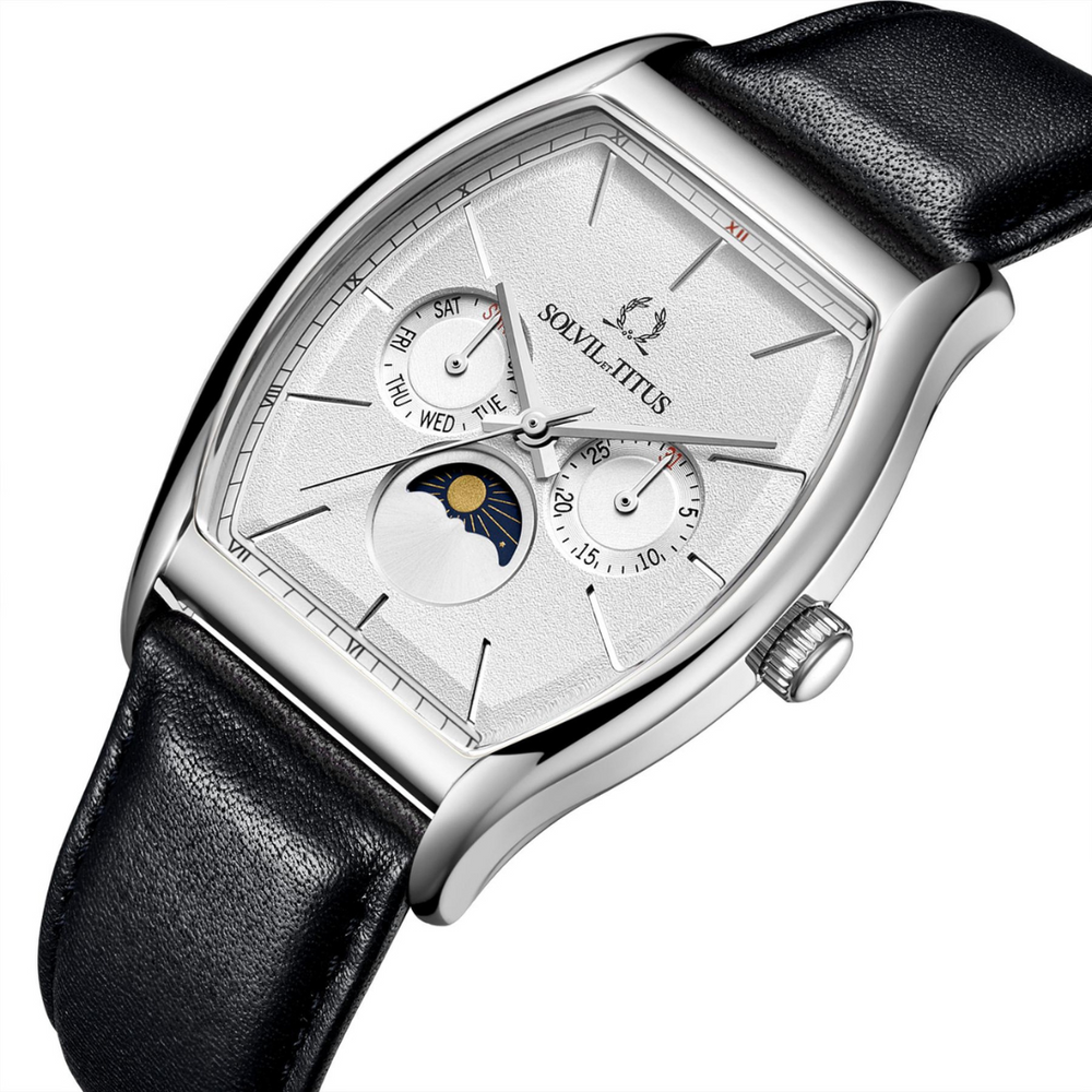 Mens black 2025 leather watch