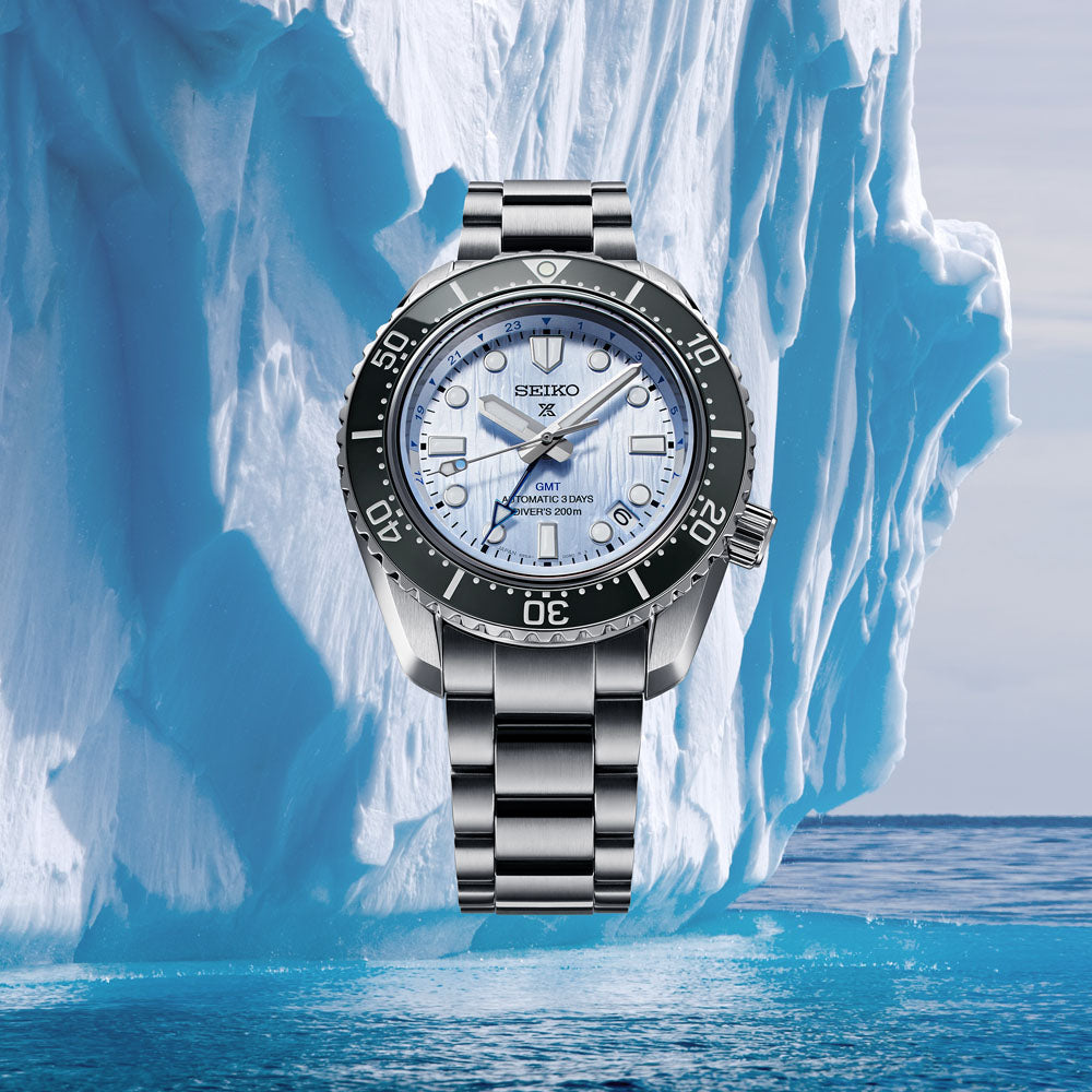 SEIKO PROSPEX SPB385J1 LIMITED EDITION 'GLACIER BLUE' GMT AUTOMATIC MEN WATCH