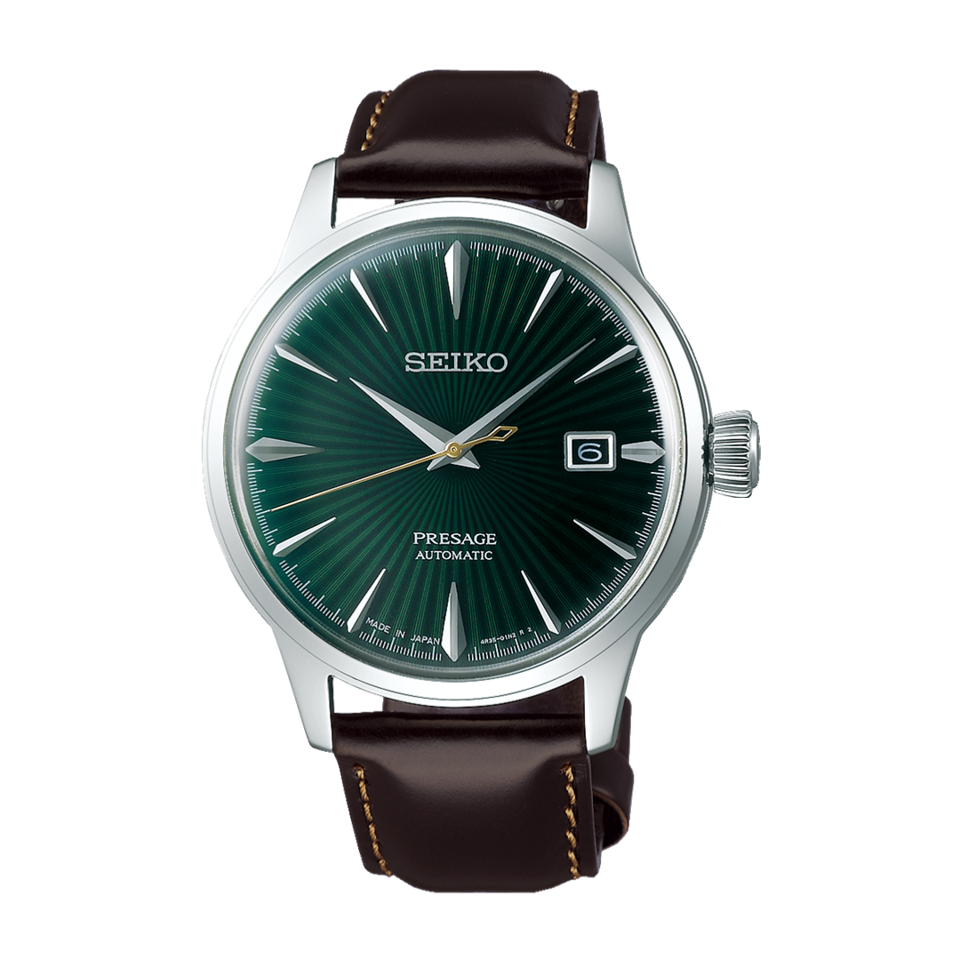 seiko brown leather watch