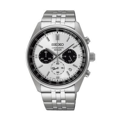 Seiko SSB425P1 chronograph silver dial tachymeter 8T63 quartz stainless steel 100m
