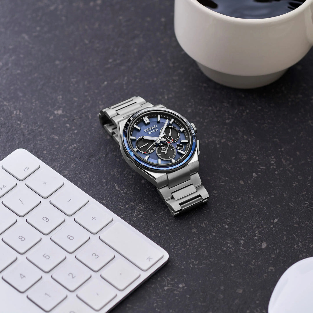 SEIKO ASTRON SSH109J1 5X DUAL-TIME GPS SOLAR CHRONOGRAPH "SOLIDITY" MEN WATCH