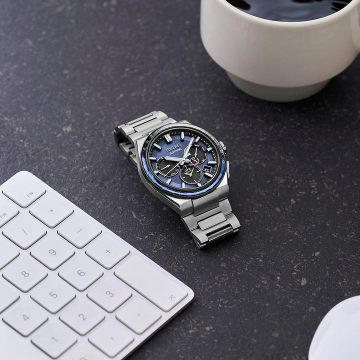 SEIKO ASTRON SSH109J1 5X DUAL-TIME GPS SOLAR CHRONOGRAPH "SOLIDITY" MEN WATCH