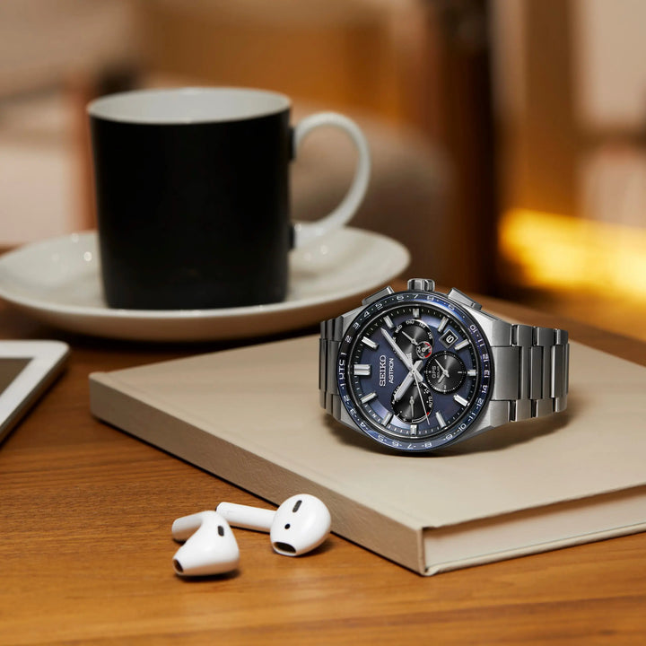SEIKO ASTRON SSH109J1 5X DUAL-TIME GPS SOLAR CHRONOGRAPH "SOLIDITY" MEN WATCH
