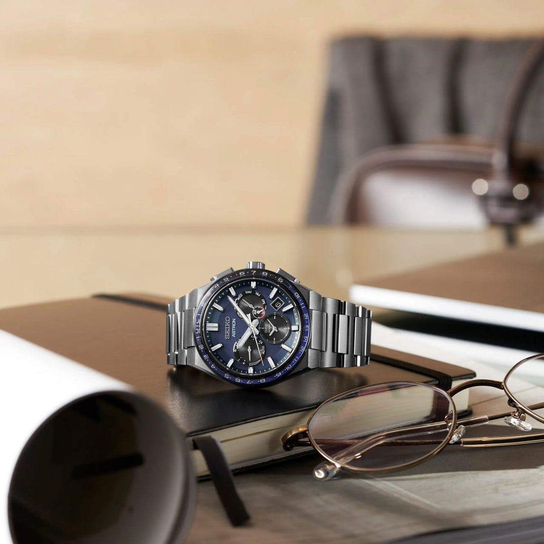 SEIKO ASTRON SSH109J1 5X DUAL-TIME GPS SOLAR CHRONOGRAPH "SOLIDITY" MEN WATCH