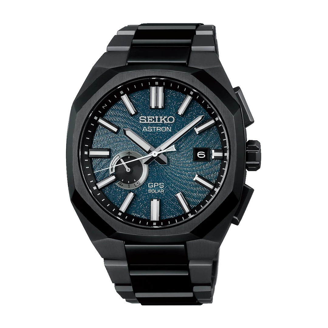 Seiko Astron SSJ039J1 Spiral Galaxy limited edition GPS solar chronograph with blue galaxy dial, 1500pcs