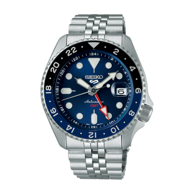 Seiko 5 Sports SSK003K1 automatic GMT watch blue dial 42.5mm stainless steel