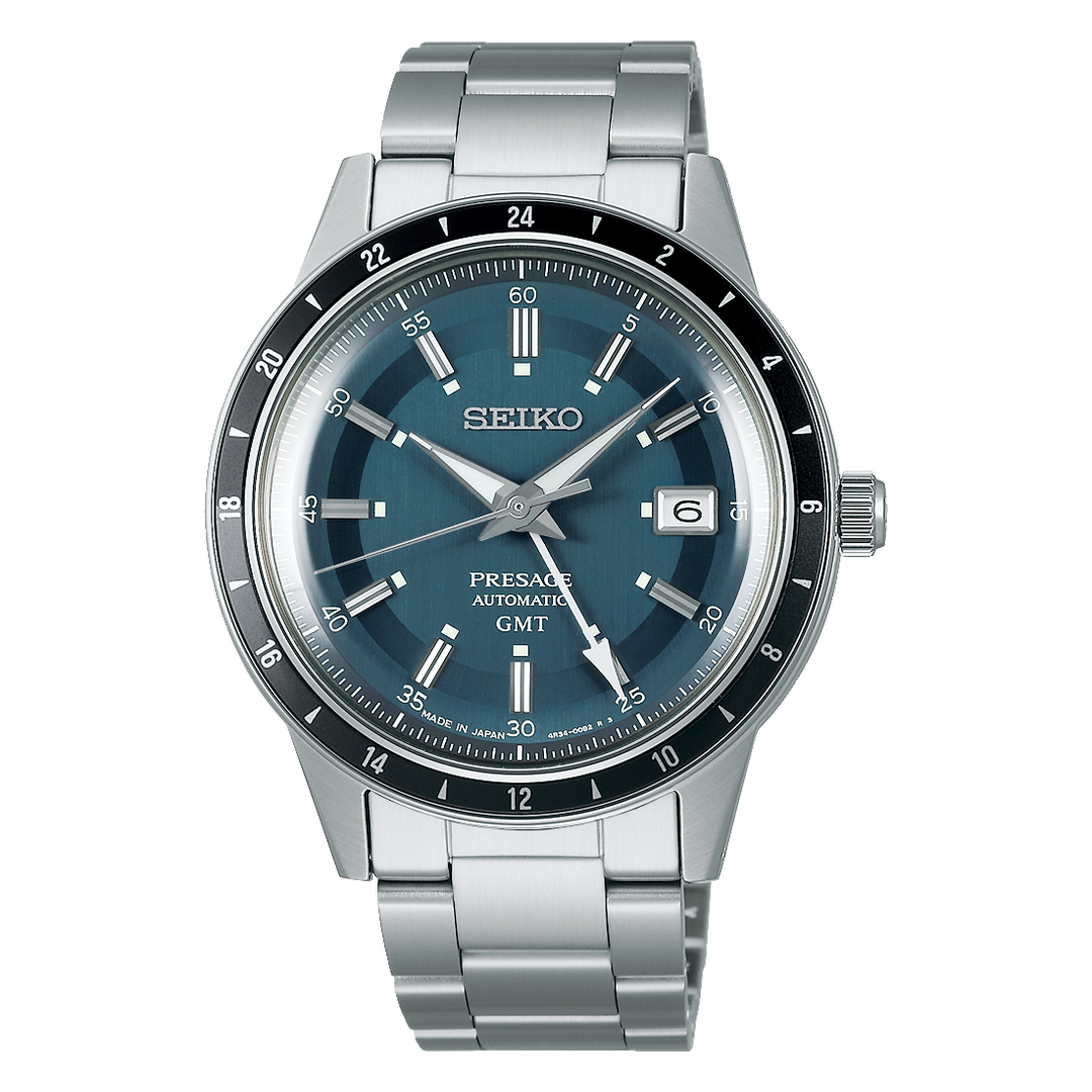 SEIKO PRESAGE SSK009J1 PETROL BLUE STYLE 60S ROAD TRIP GMT AUTOMATIC MEN WATCH