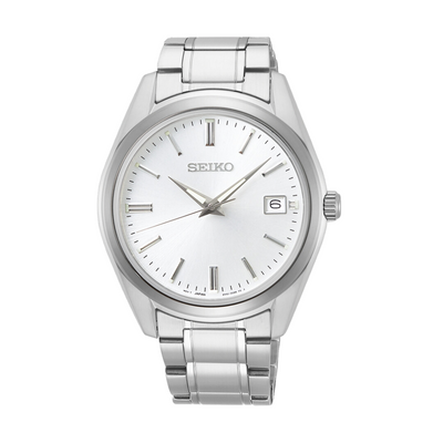 Seiko SUR307P1 quartz analog 40.2mm slim 8.4mm sapphire luminous 6N52 100m stainless steel