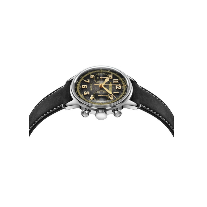 SEAGULL 1963 "WIND CHASER" CHRONOGRAPH MECHANICAL BLACK LEATHER MEN WATCH 819.23.2023
