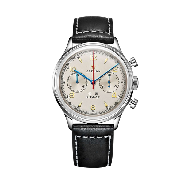 SEAGULL 1963 CHRONOGRAPH MECHANICAL BLACK LEATHER MEN WATCH 819.87.1963