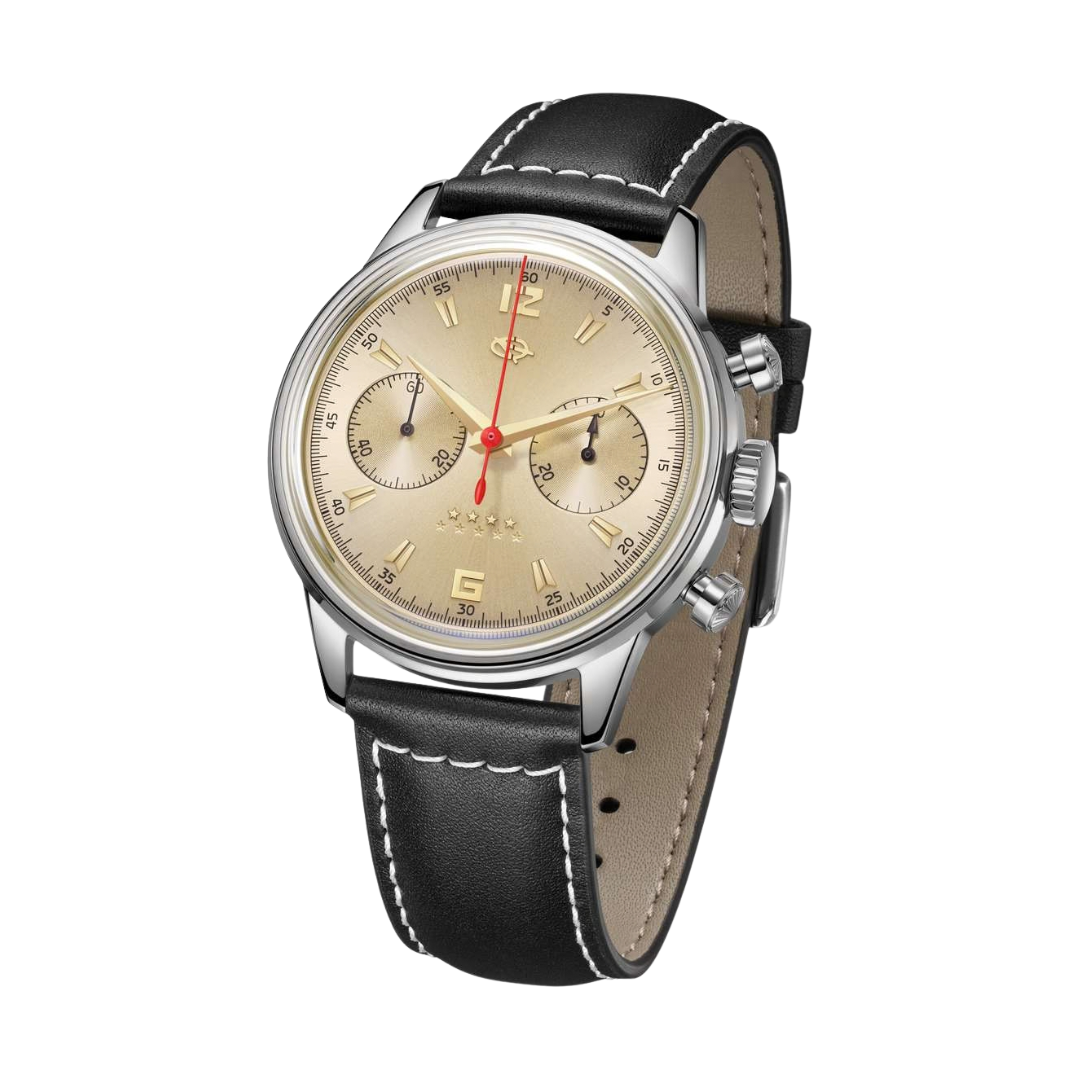 SEAGULL 1963 CHRONOGRAPH MECHANICAL BLACK LEATHER MEN WATCH 819.87.D304