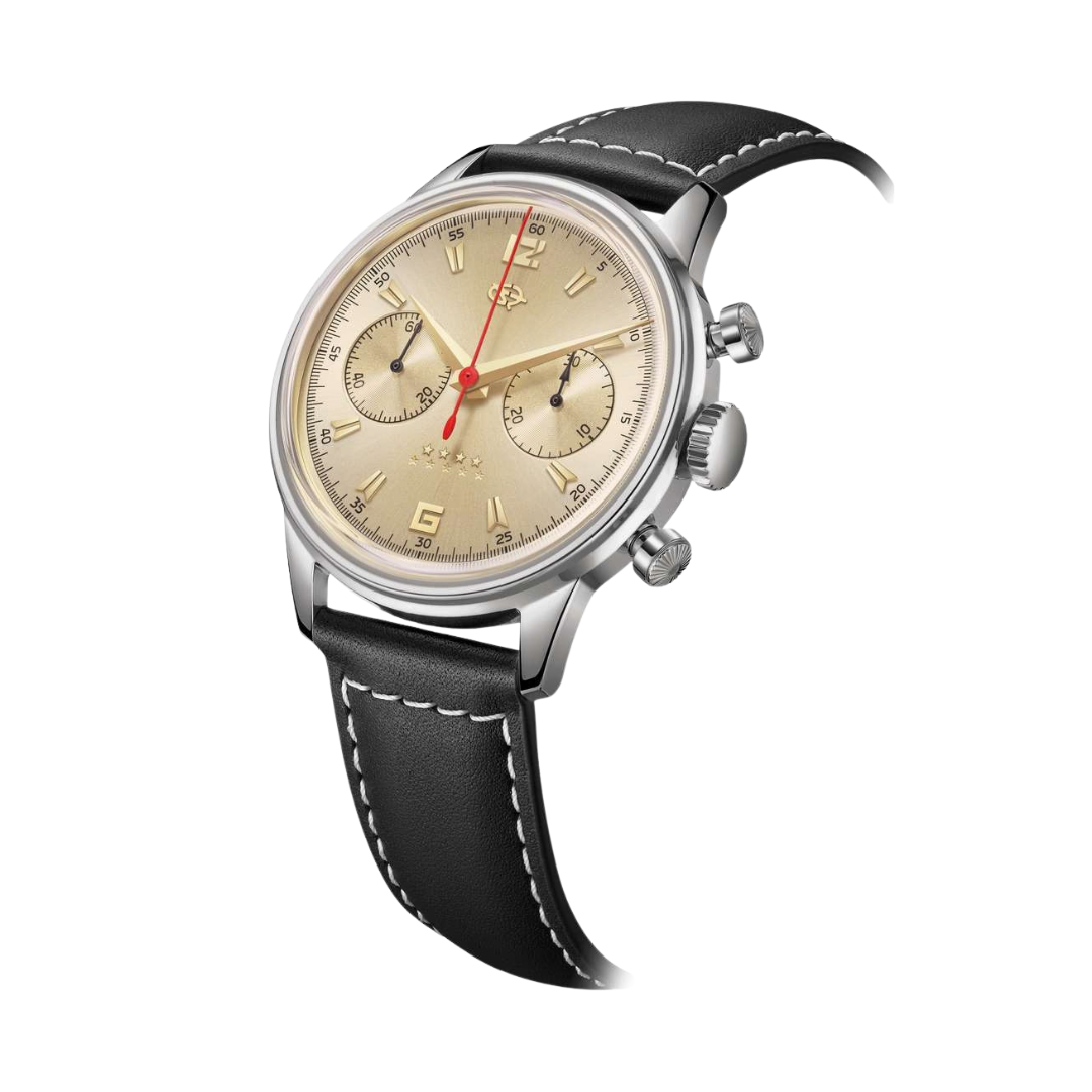 SEAGULL 1963 CHRONOGRAPH MECHANICAL BLACK LEATHER MEN WATCH 819.87.D304