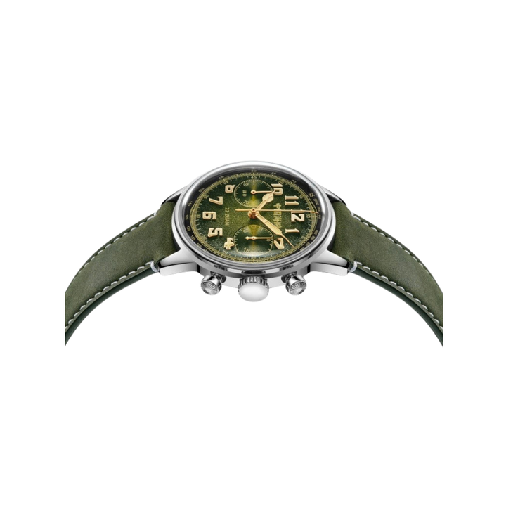 SEAGULL 1963 "WIND CHASER" CHRONOGRAPH MECHANICAL GREEN LEATHER MEN WATCH 819.93.2023
