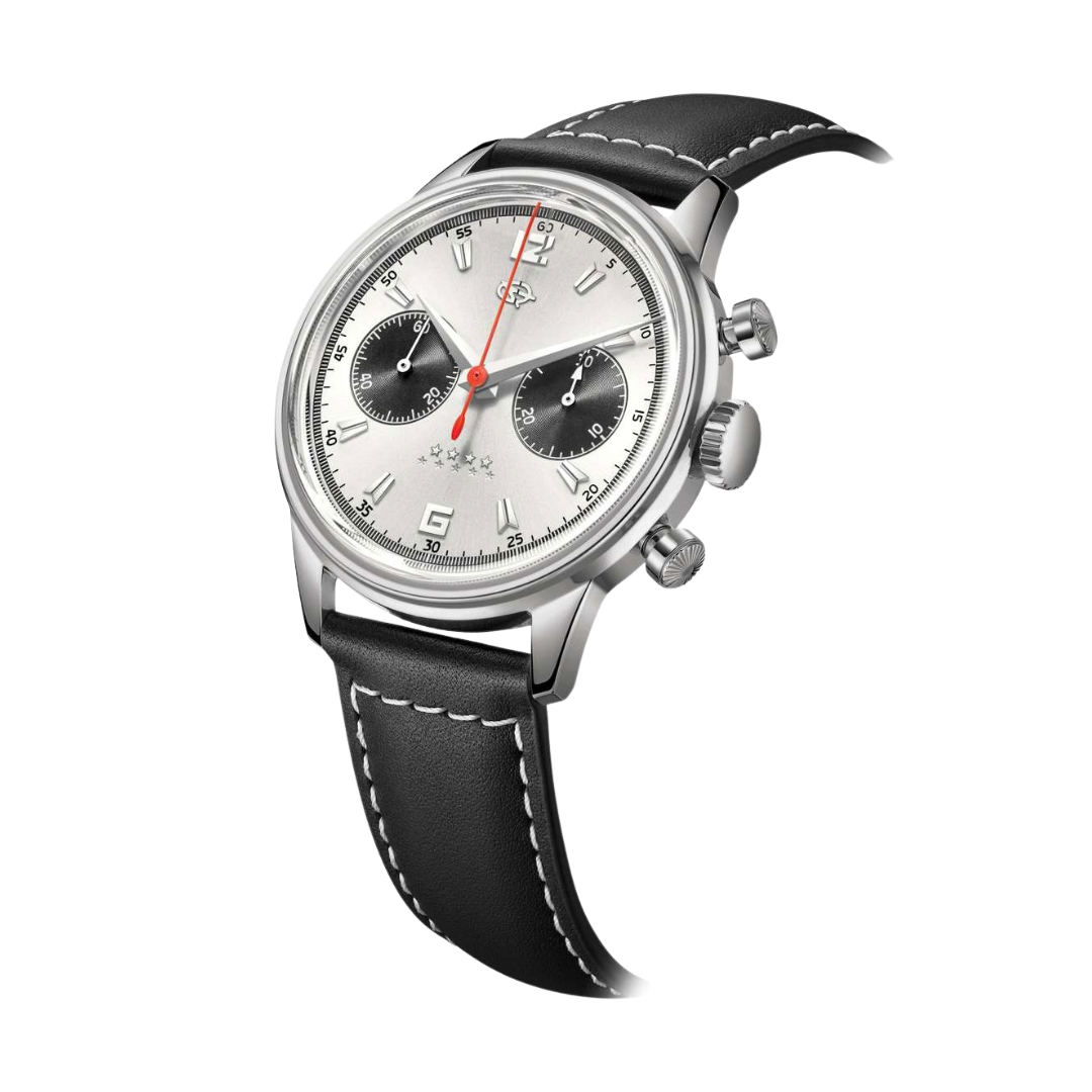 SEAGULL 1963 PANDA EYE EDITION CHRONOGRAPH MECHANICAL BLACK LEATHER MEN WATCH 819.97.D304