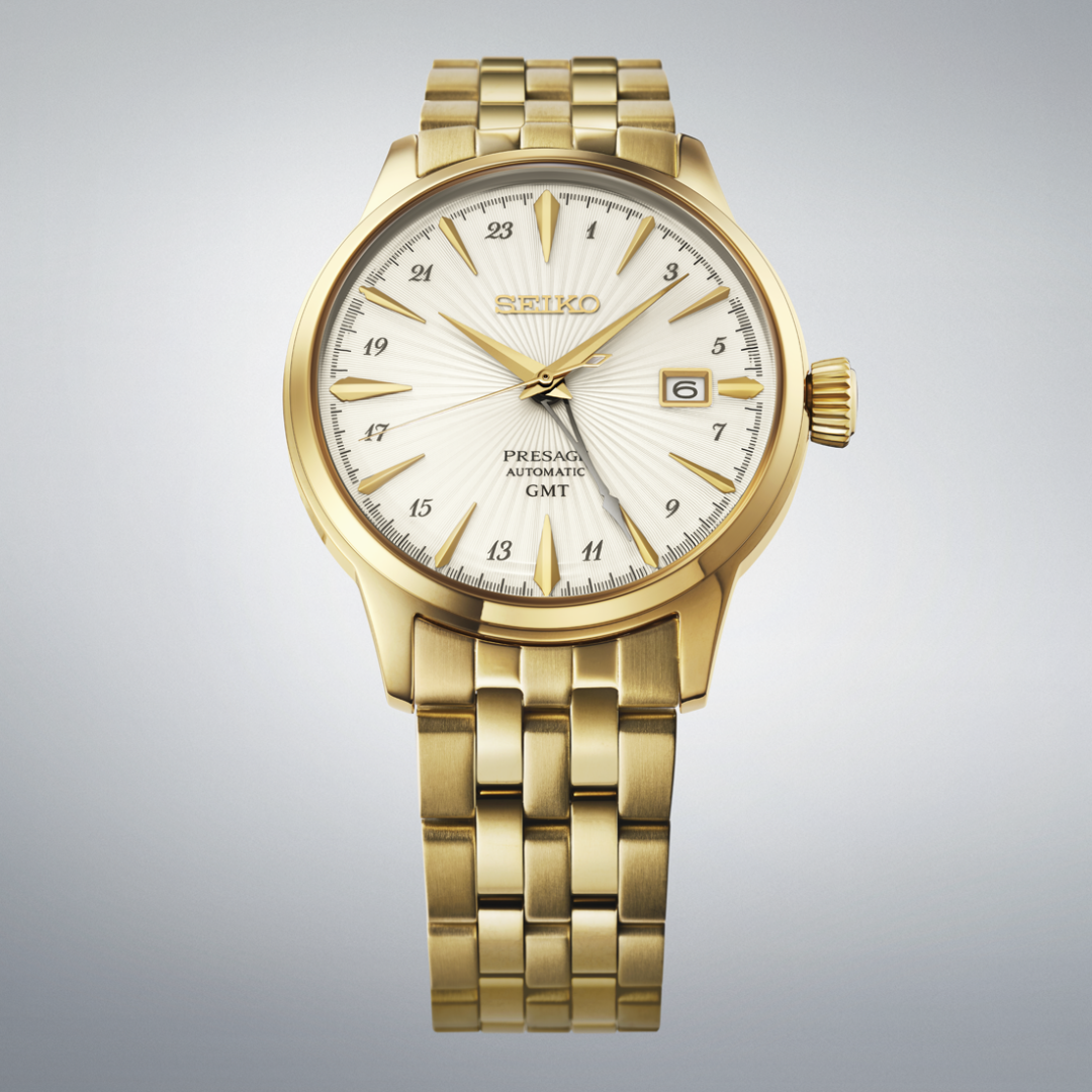 SEIKO PRESAGE HCB004J1 COCKTAIL TIME GMT AUTOMATIC GOLD MEN WATCH