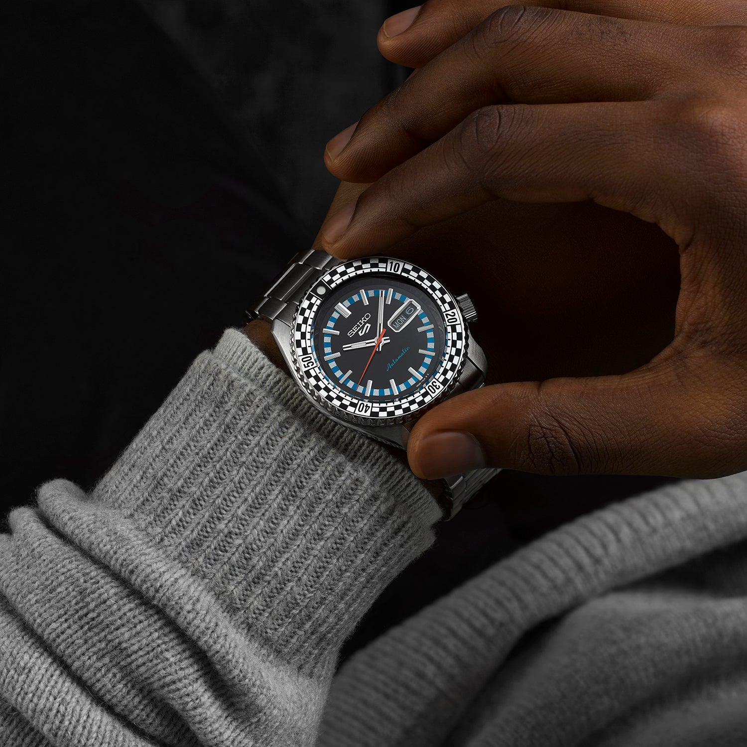 SEIKO 5 SPORTS SRPK67K1 SPECIAL EDITION BLACK AND WHITE 'CHECKER