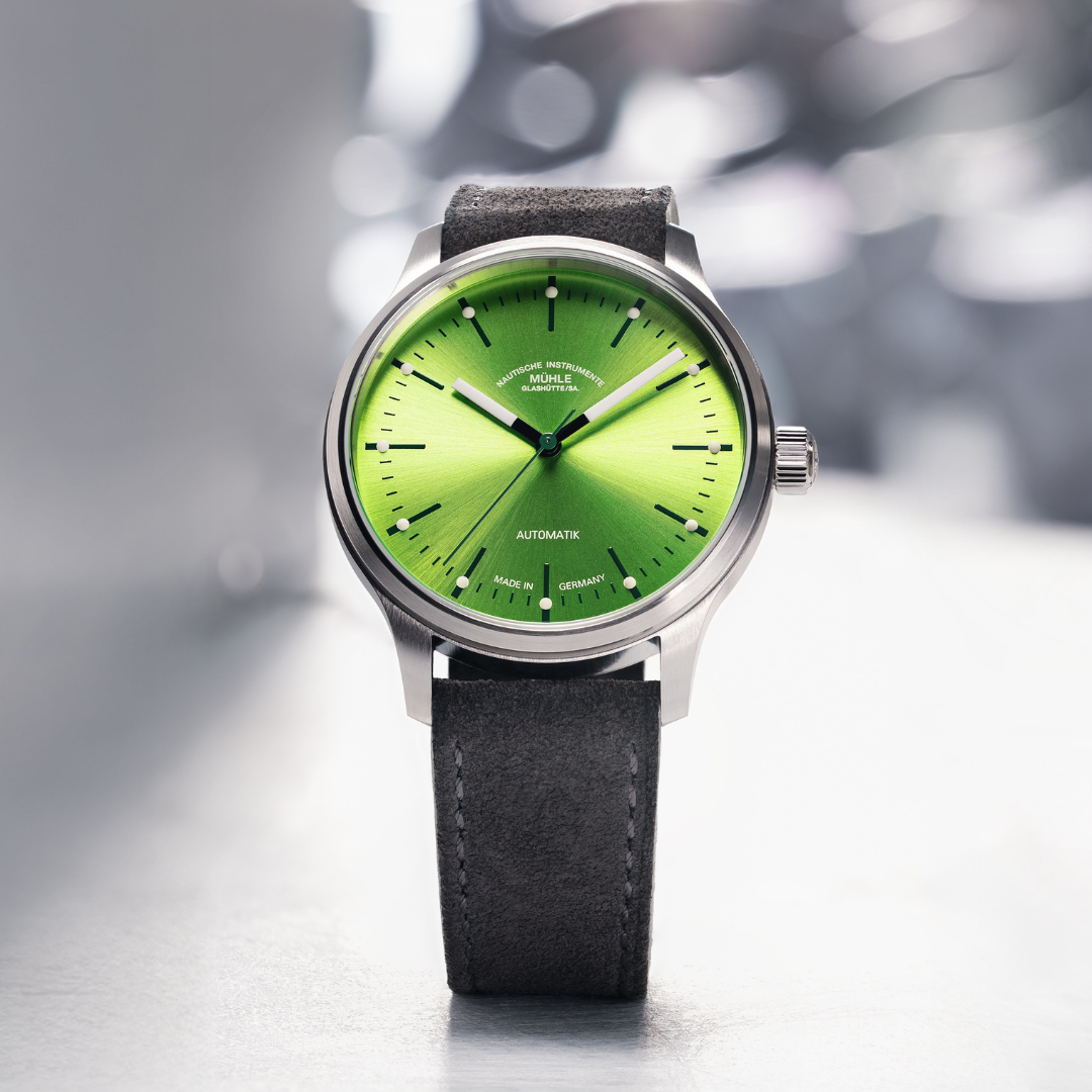 [PRE-ORDER] MÜHLE-GLASHÜTTE PANOVA LIME M1-40-76-1-LBV-I AUTOMATIC SUEDE STRAP MEN WATCH