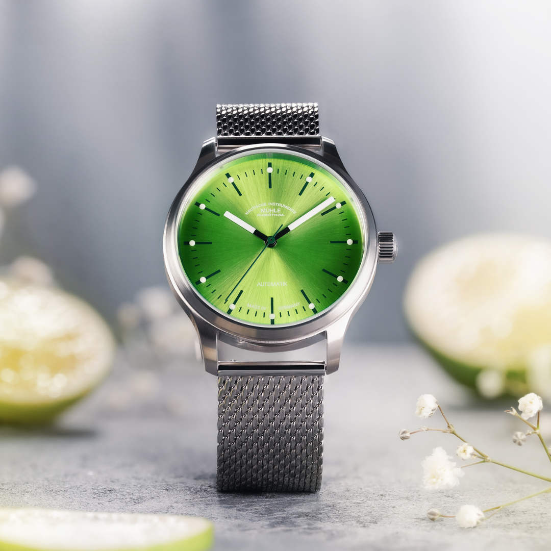[PRE-ORDER] MÜHLE-GLASHÜTTE PANOVA LIME M1-40-76-1-MB-II AUTOMATIC MILANESE STRAP MEN WATCH