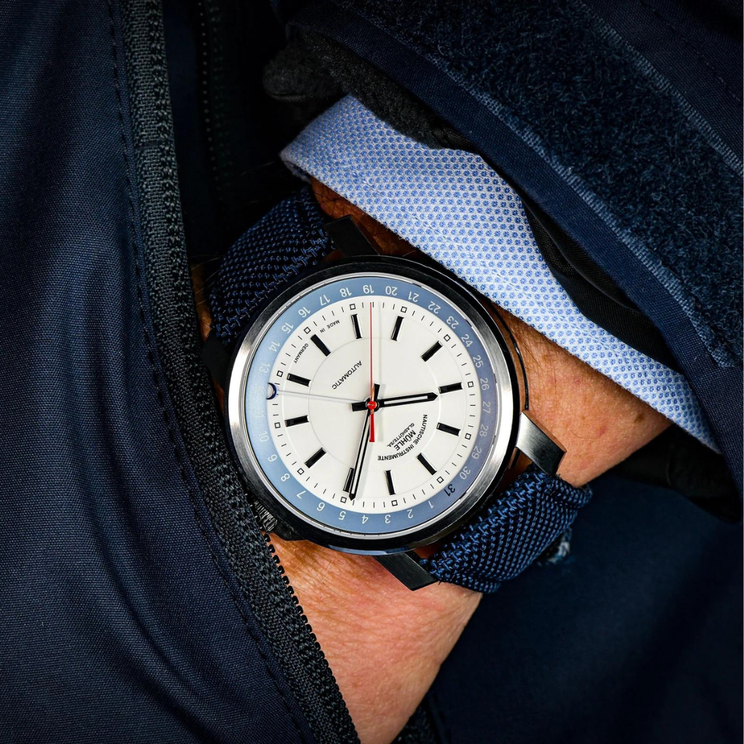 MÜHLE-GLASHÜTTE 29ER POINTER DATE M1-25-32-CB AUTOMATIC NAUTIC BLUE CANVAS STRAP MEN WATCH