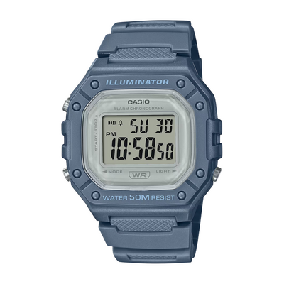 Casio W-218HC-2AVDF Illuminator blue resin 7-year battery LED 50m