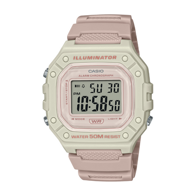 Casio W-218HC-4A2VDF vibrant pink Illuminator LED 7-year battery stopwatch alarm 50m