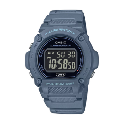 Casio W-219HC-2BVDF blue Illuminator LED 7-year battery stopwatch alarm 50m