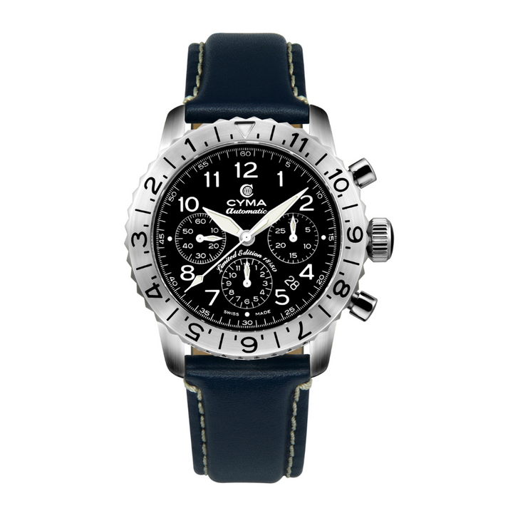 CYMA W02-00684-001BL GRAND MAESTRO THE PILOT LIMITED EDITION AUTOMATIC CHRONOGRAPH MEN WATCH