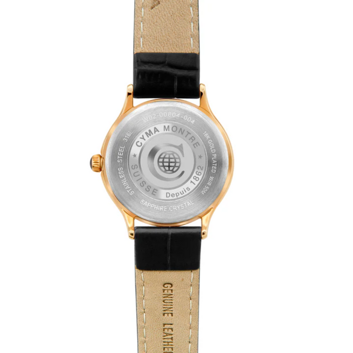 CYMA W02-00804-004 BELLE QUARTZ BLACK LEATHER WOMEN WATCH