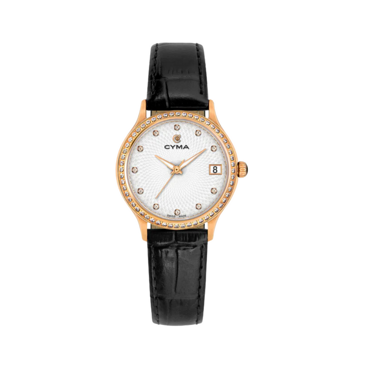 CYMA W02-00804-004 BELLE QUARTZ BLACK LEATHER WOMEN WATCH
