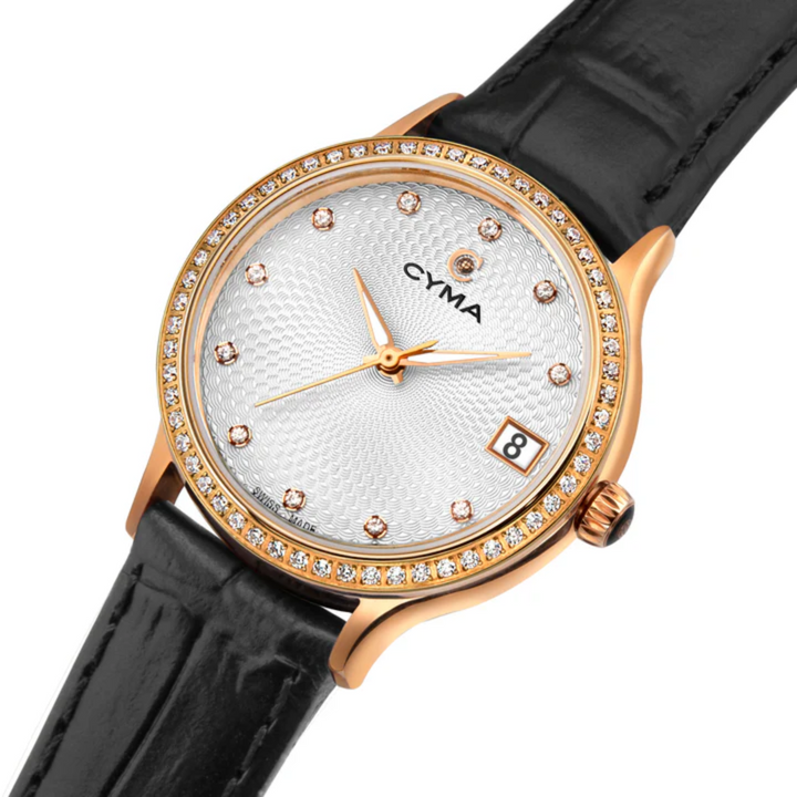 CYMA W02-00804-004 BELLE QUARTZ BLACK LEATHER WOMEN WATCH