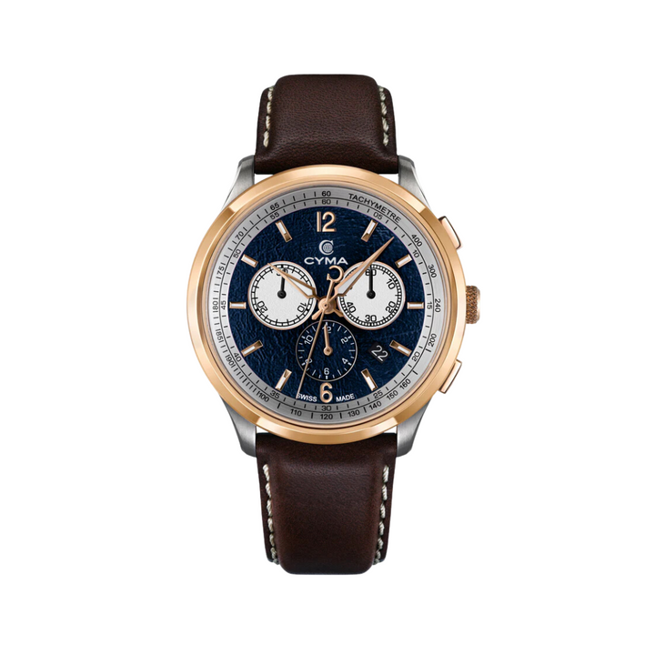 CYMA W02-00812-007 CHAMPION CHRONOGRAPH QUARTZ BROWN LEATHER MEN WATCH