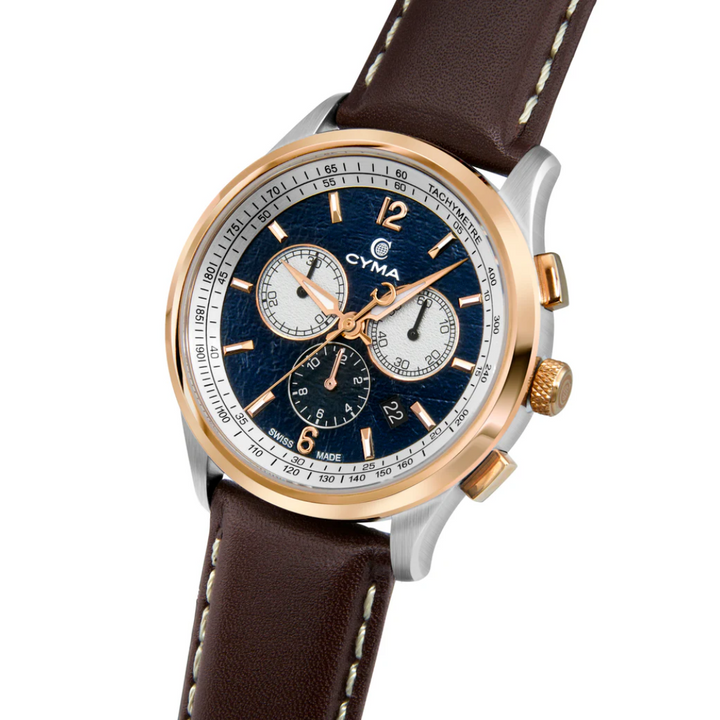 CYMA W02-00812-007 CHAMPION CHRONOGRAPH QUARTZ BROWN LEATHER MEN WATCH