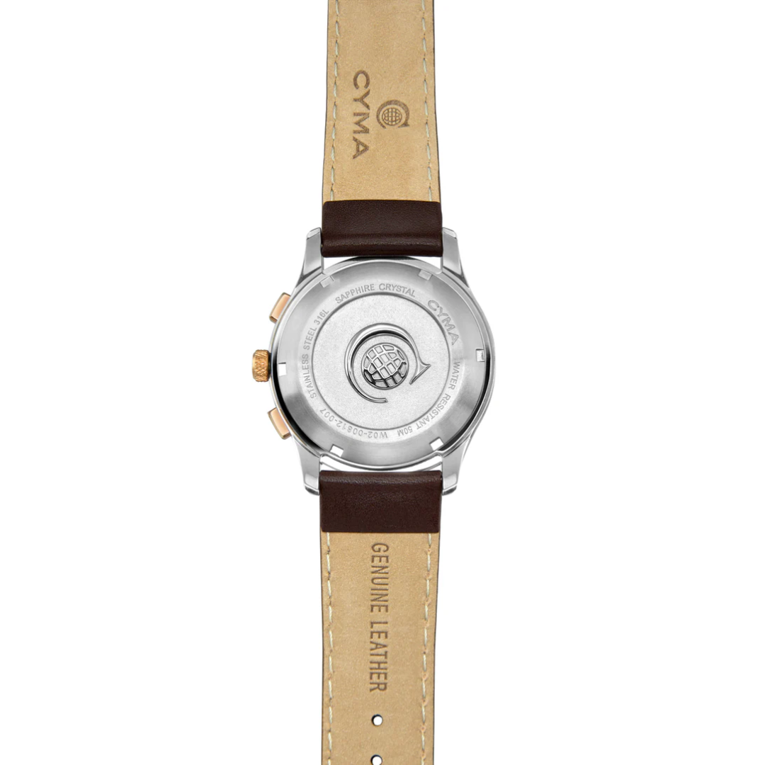 CYMA W02-00812-007 CHAMPION CHRONOGRAPH QUARTZ BROWN LEATHER MEN WATCH