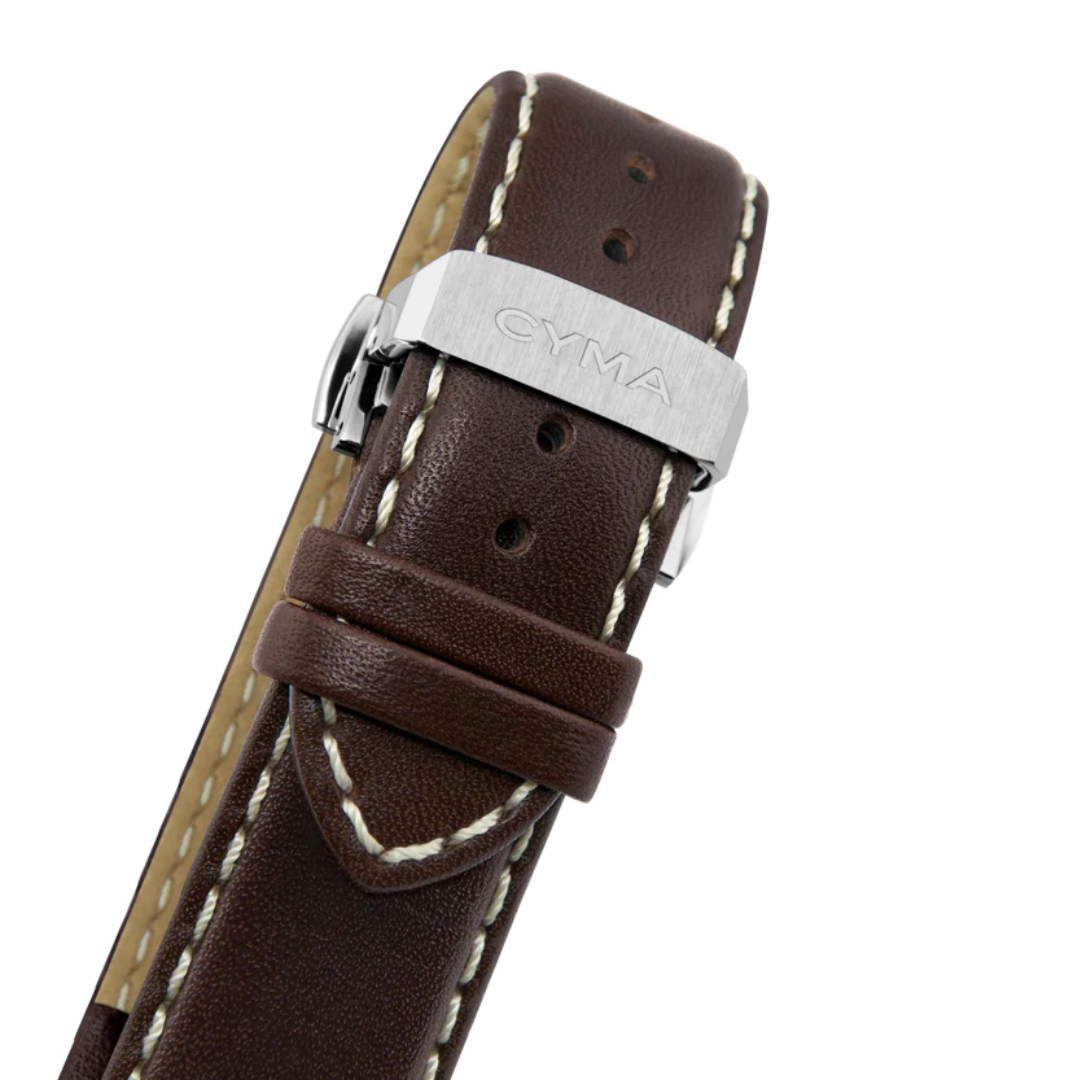 CYMA W02 00812 007 CHAMPION CHRONOGRAPH QUARTZ BROWN LEATHER MEN WATCH City Chain Singapore