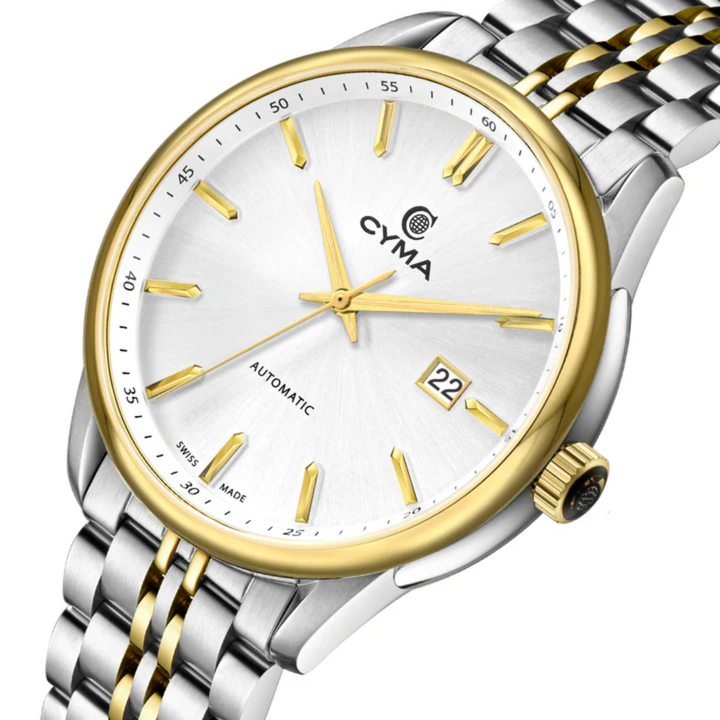 CYMA W02-00814-005 CHARISMA 3 HANDS AUTOMATIC MECHANICAL TWO-TONE STAINLESS STEEL MEN WATCH