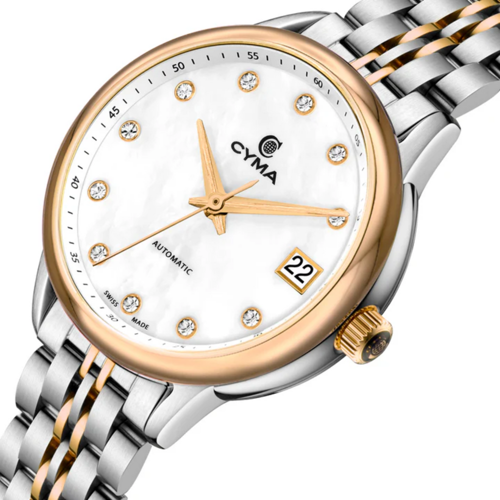 CYMA W02 00815 008 CHARISMA 3 HANDS AUTOMATIC MECHANICAL TWO TONE STAINLESS STEEL WOMEN WATCH