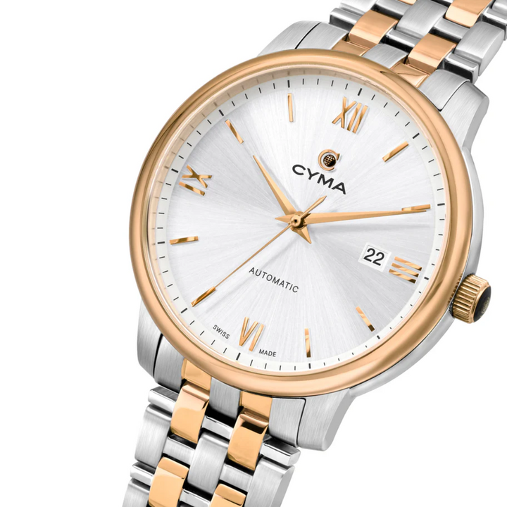 CYMA W02-00816-003 EUROPA 3 HANDS AUTOMATIC TWO-TONE STAINLESS STEEL MEN WATCH