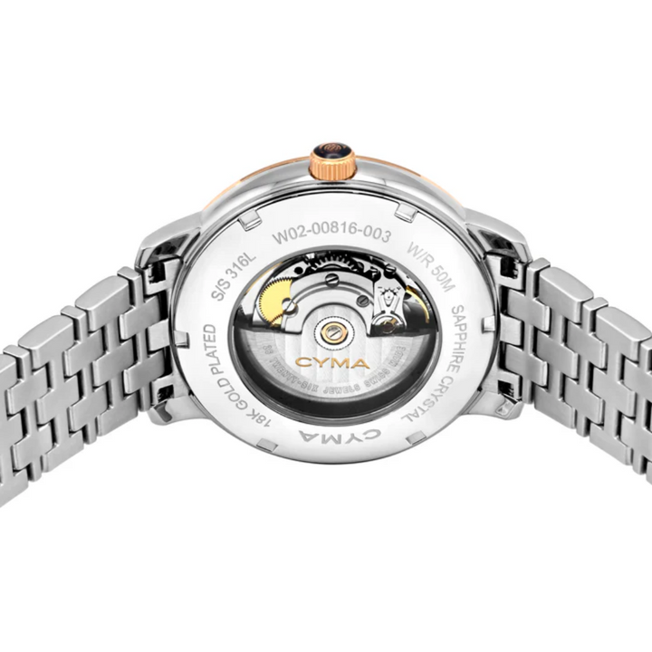 CYMA W02-00816-003 EUROPA 3 HANDS AUTOMATIC TWO-TONE STAINLESS STEEL MEN WATCH
