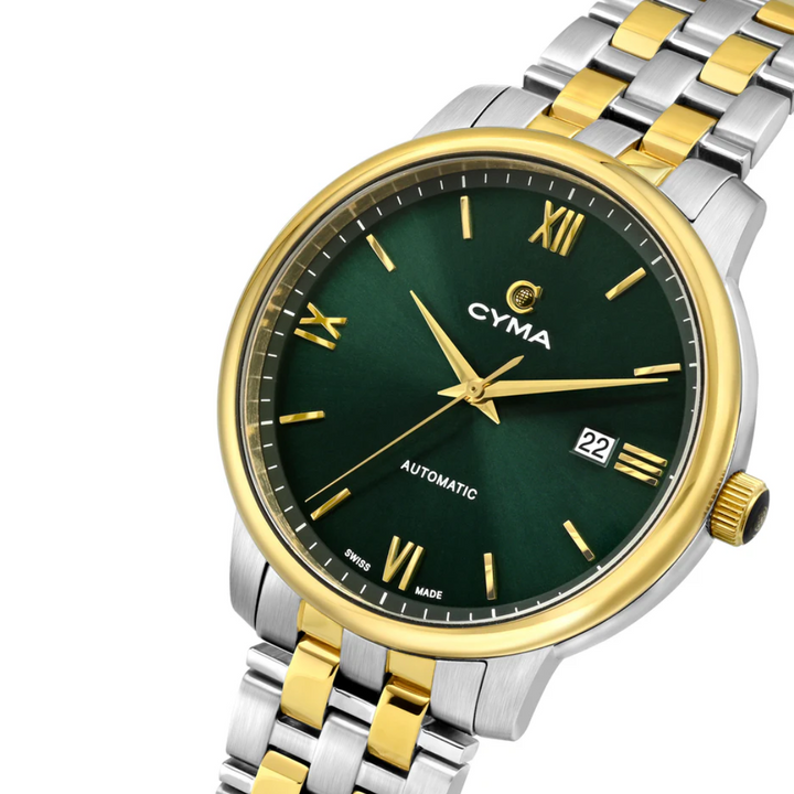 CYMA W02-00816-005 EUROPA 3 HANDS AUTOMATIC TWO-TONE STAINLESS STEEL MEN WATCH