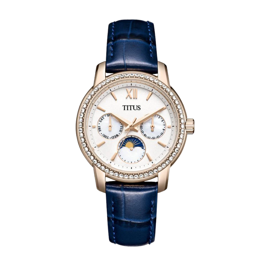 Solvil et Titus Devot W06-03263-007 multi-function silver-white dial blue leather 34.5mm